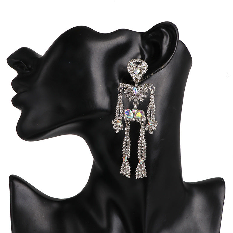 Halloween Skeleton Iridescent Post Back Earrings