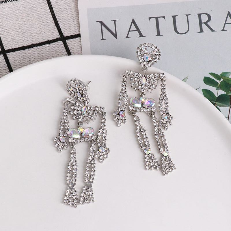 Halloween Skeleton Iridescent Post Back Earrings