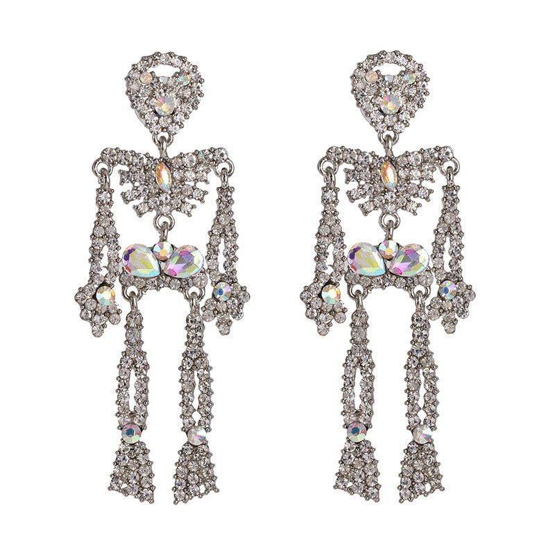 Halloween Skeleton Iridescent Post Back Earrings