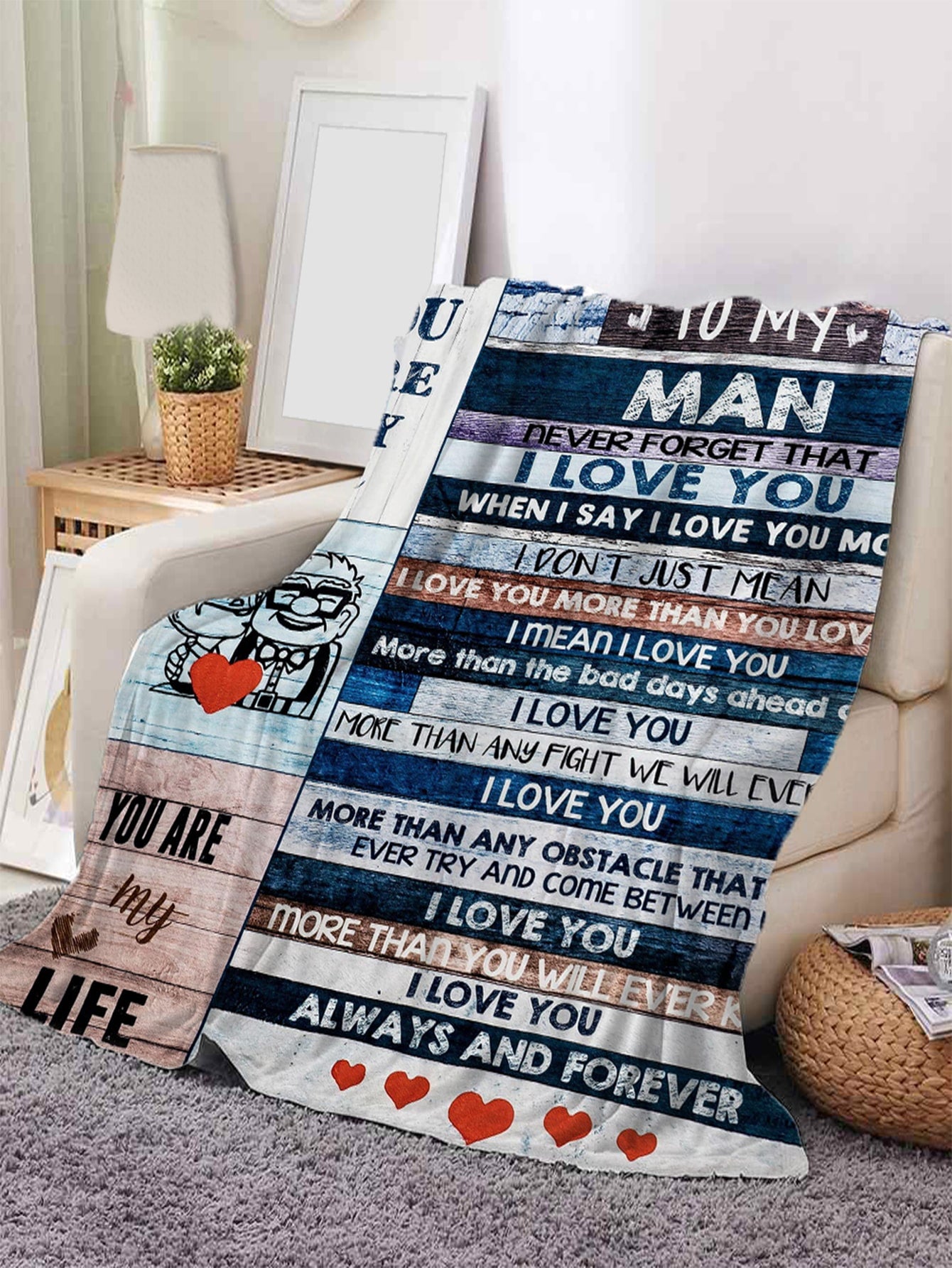 " To My Man " Slogan Throw Blanket