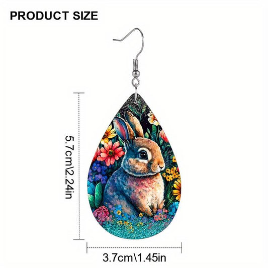 Easter Bunny Rabbit Multicolor Earrings