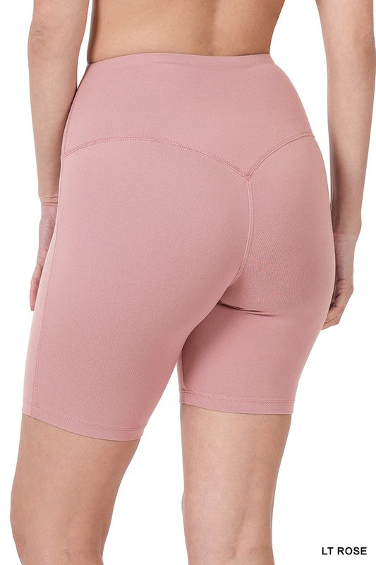Zenana Brushed Wide Waistband Biker Shorts