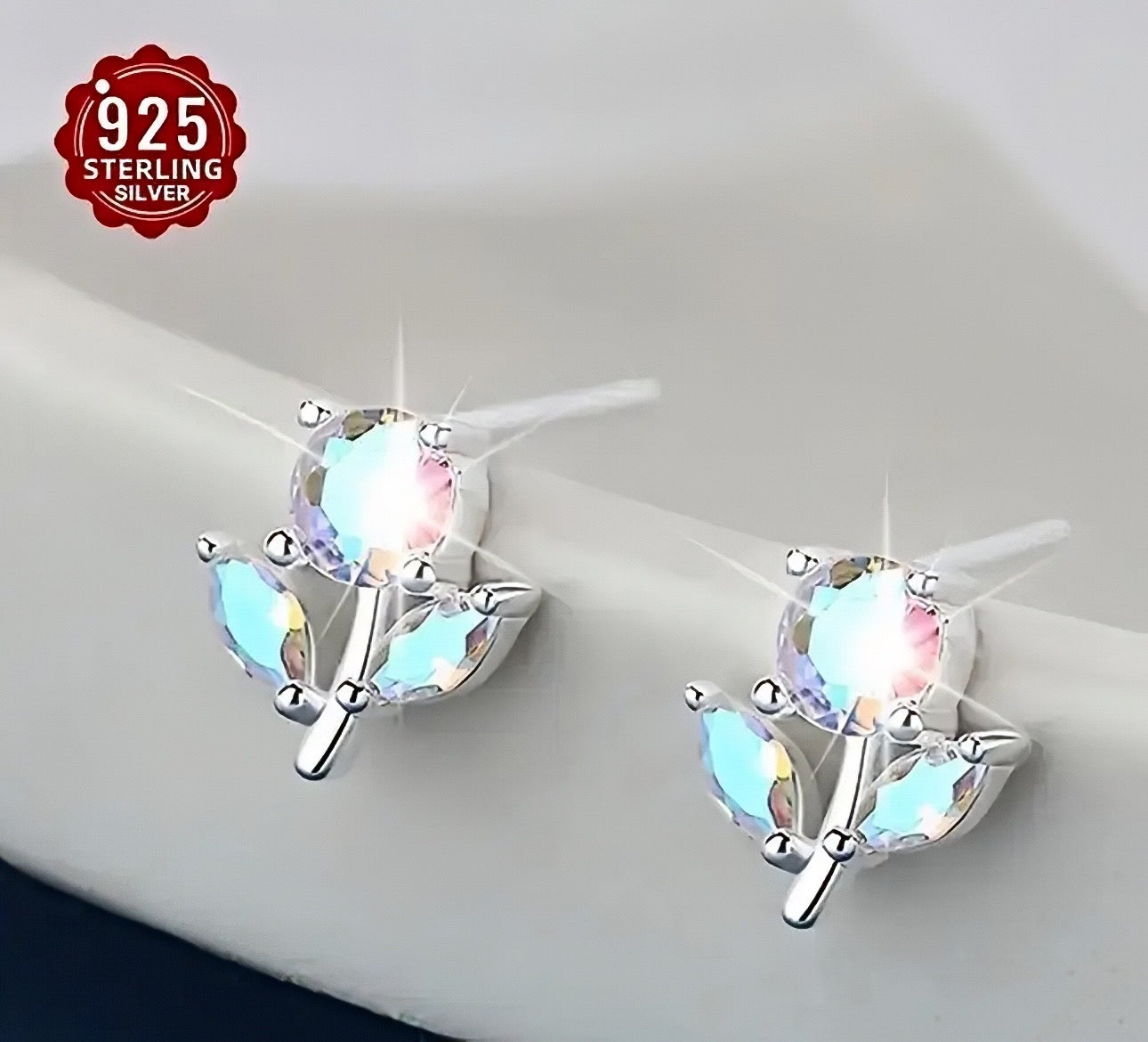 Flower Bloom Iridescent Stud Post Earrings