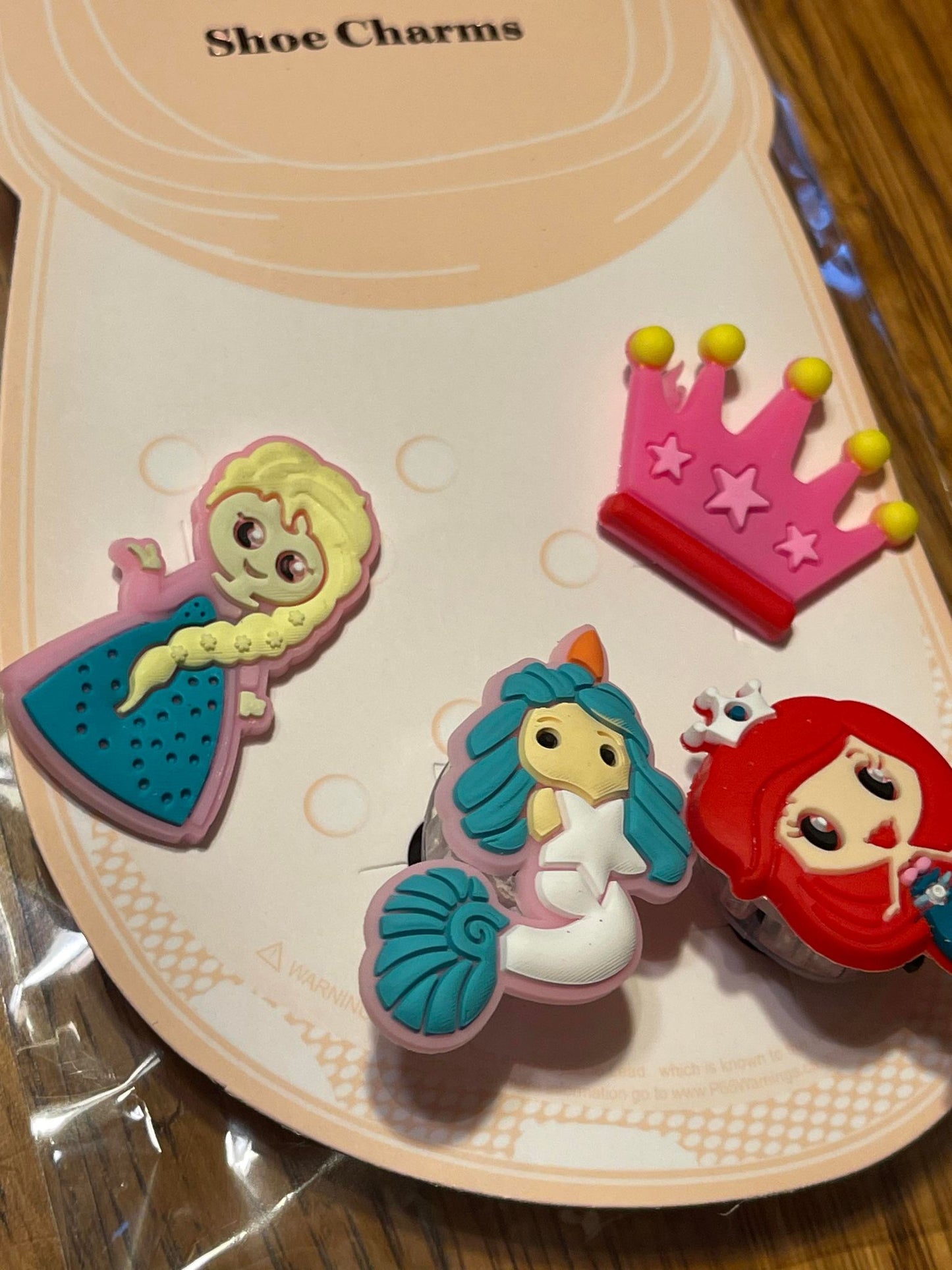 4 piece Crown Mermaid Princess Light up Shoe Charms