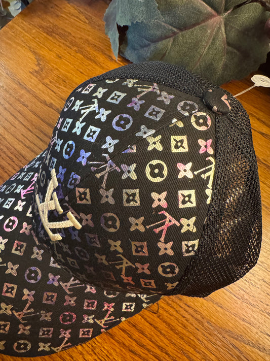 Baseball Bling Hat Cap Hat Holographic Multicolor