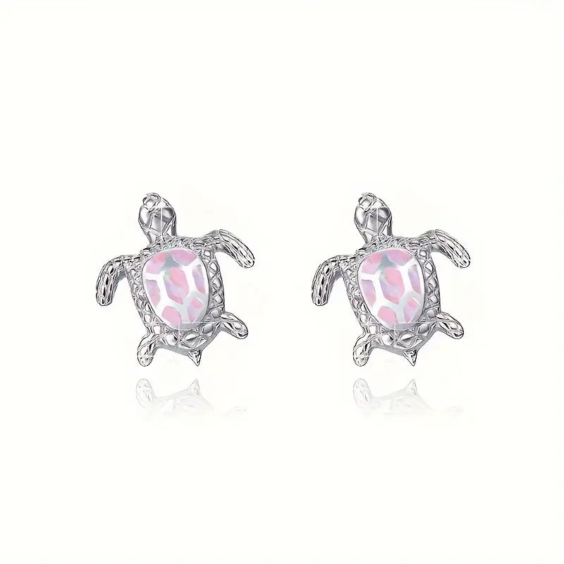 Pink Ocean Tide Turtle  Necklace and Earring Set