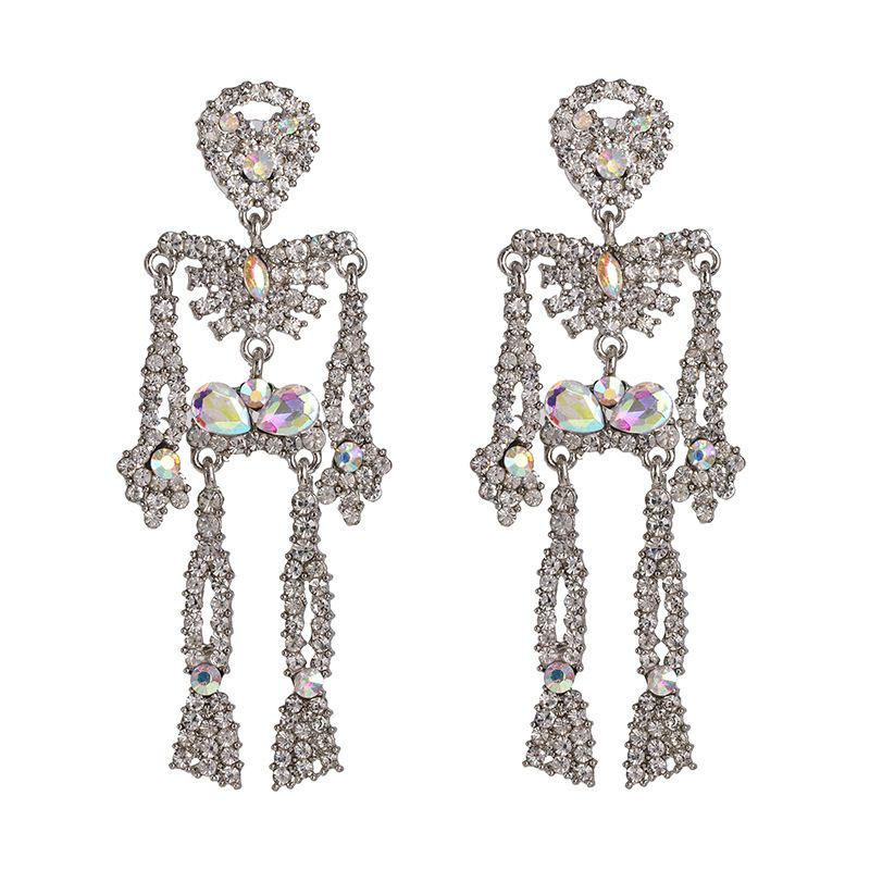 Halloween Skeleton Iridescent Post Back Earrings