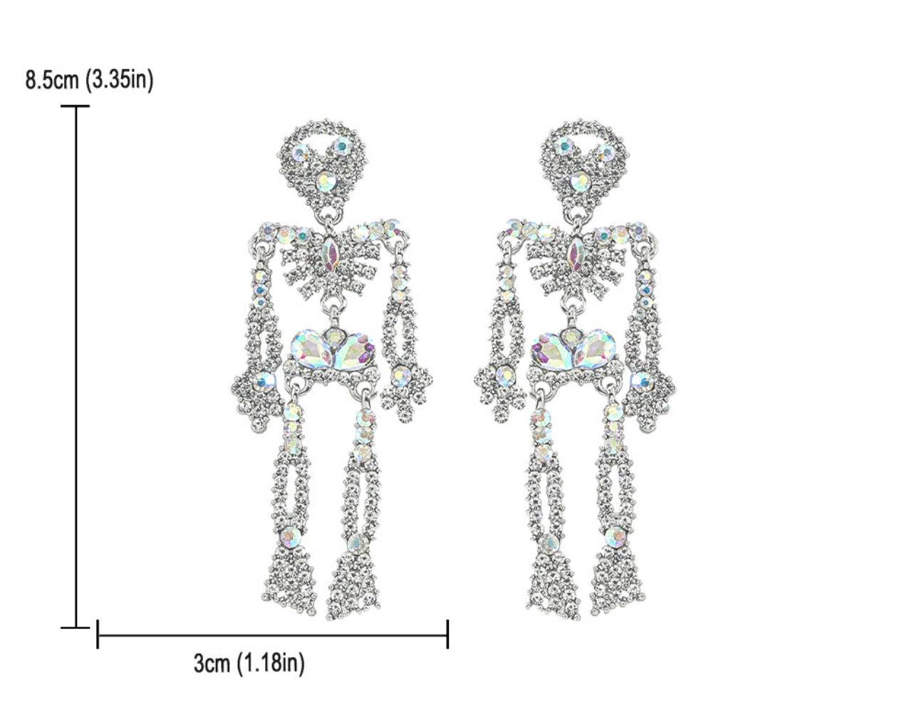Halloween Skeleton Iridescent Post Back Earrings