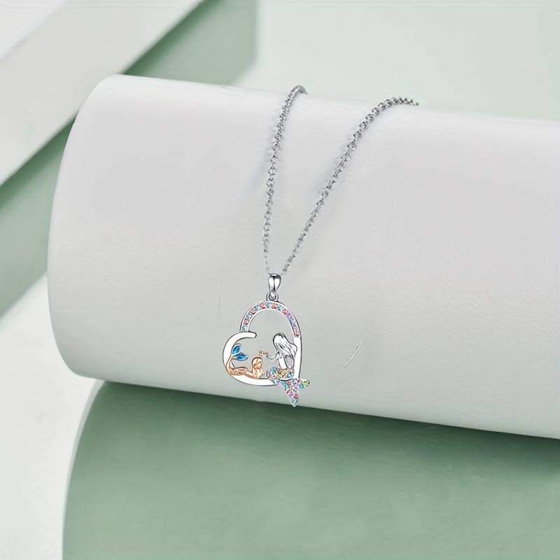 Magical Mermaid Family Themed Inspirational Stainless Steel Pendant Necklace