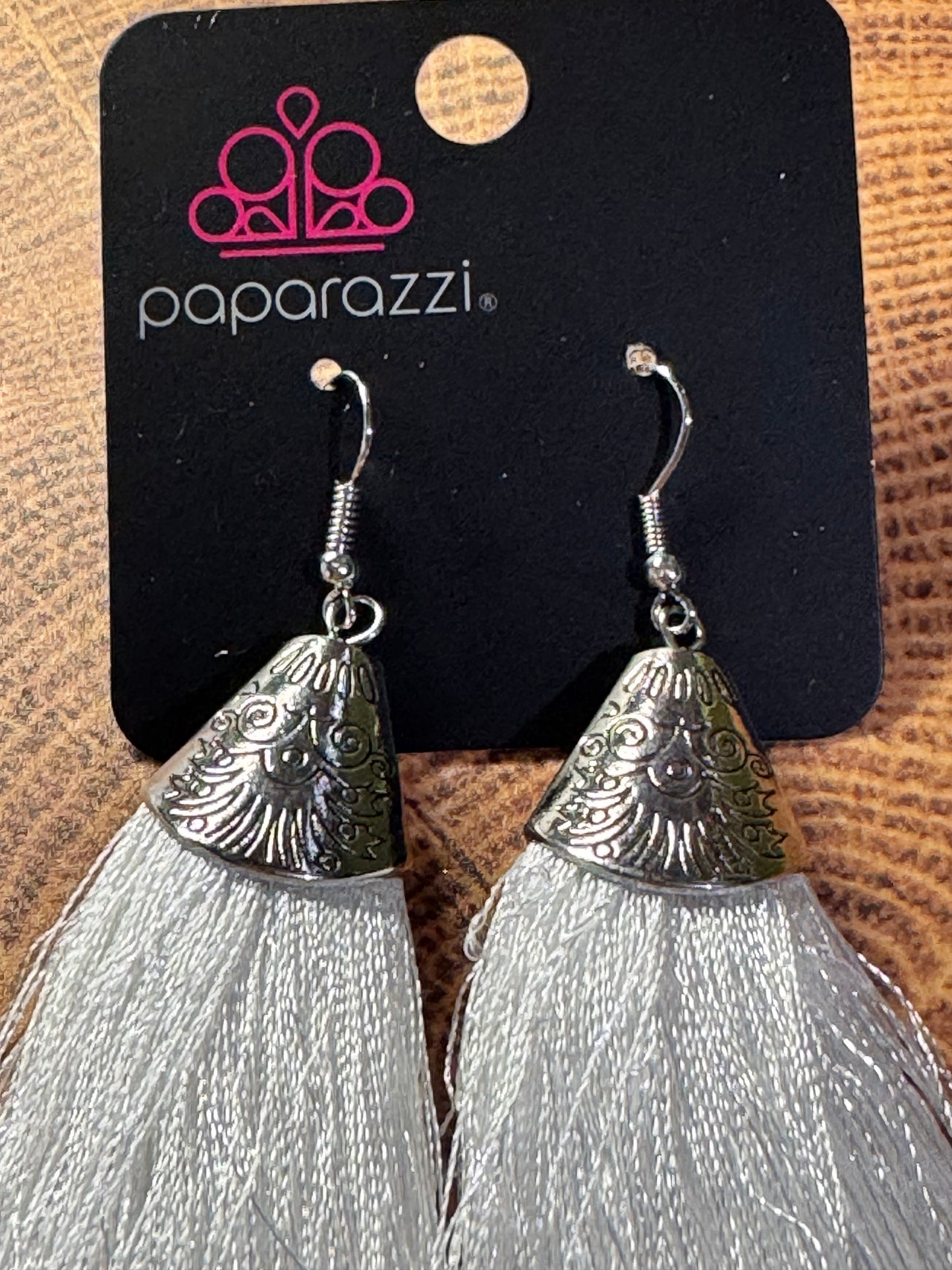 Paparazzi Tassel Temptress - White Earrings