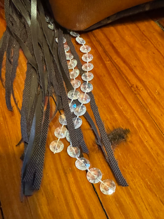 Fashion Bucket Handbag Tassel Iridescent Beaded Unbranded