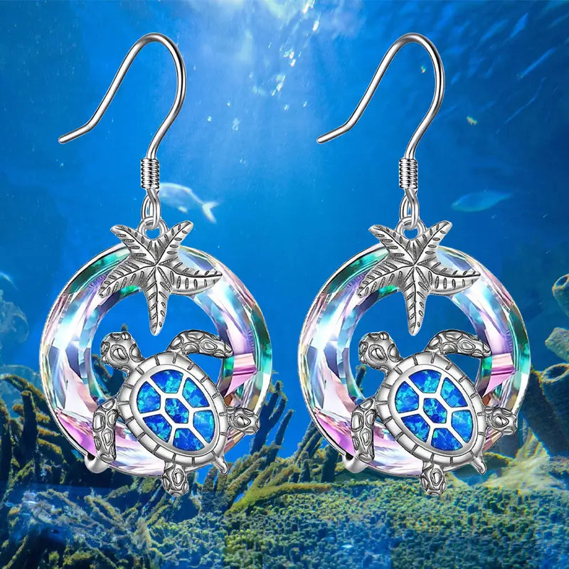 Sea Side Starfish Turtle Earrings
