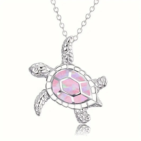 Pink Ocean Tide Turtle  Necklace and Earring Set