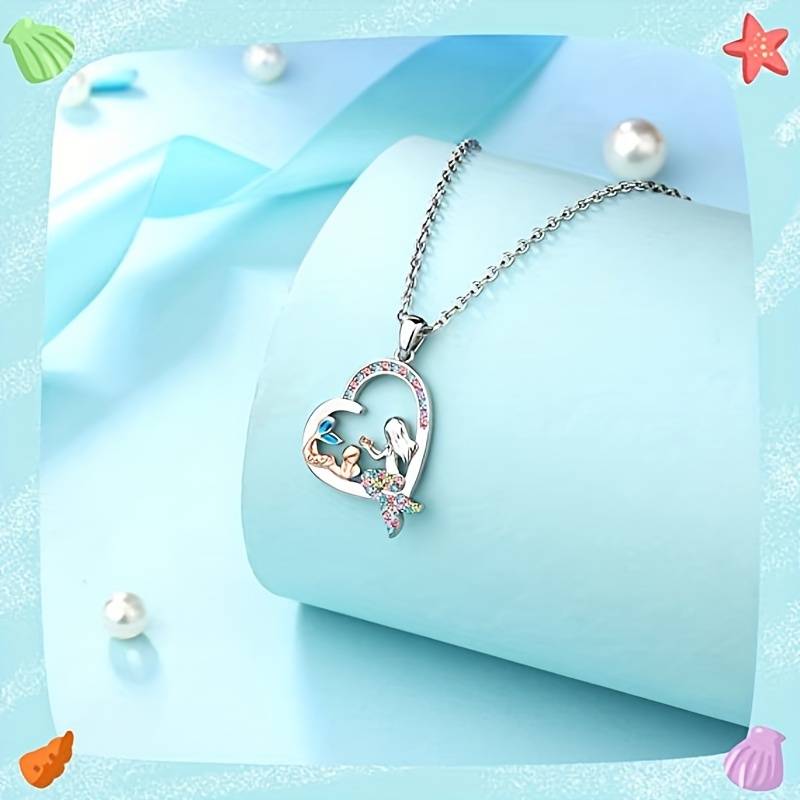 Magical Mermaid Family Themed Inspirational Stainless Steel Pendant Necklace