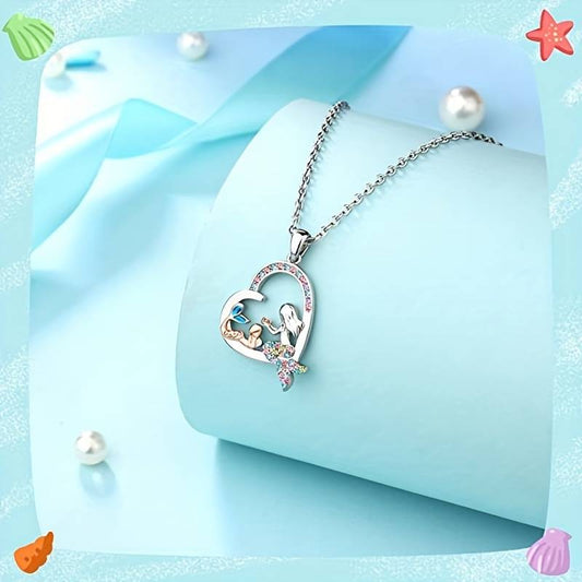 Magical Mermaid Family Themed  Inspirational  Stainless Steel Pendant Necklace