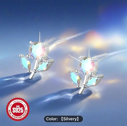 Flower Bloom Iridescent Stud Post Earrings