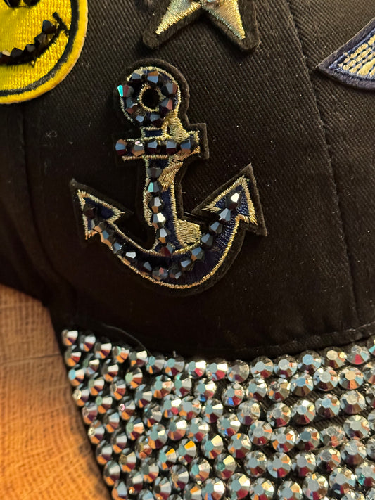 Black Cruise Vacation Bling Baseball Hat