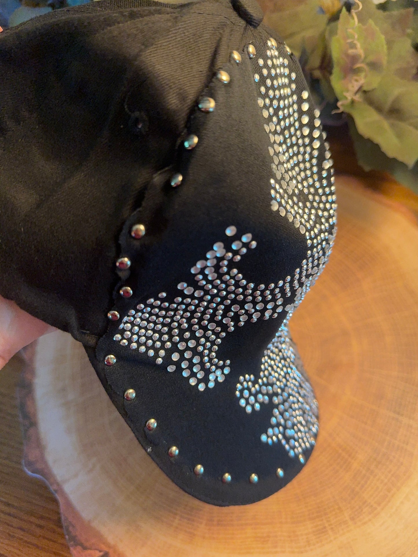 Black Cross Studded Baseball Hat