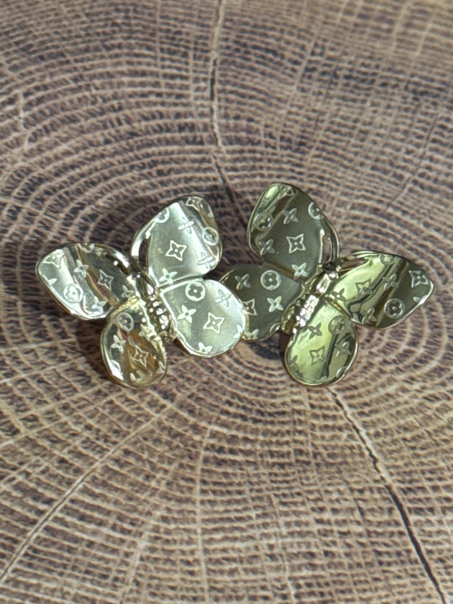 Stainless Steel Butterfly Gold Stud Post Back Earrings