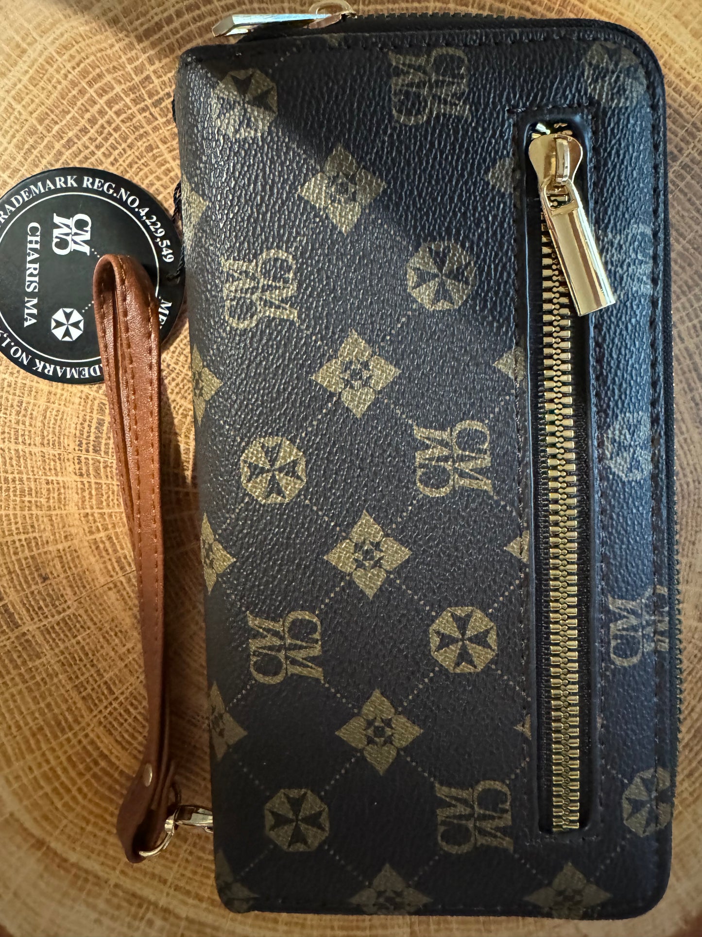 Womens Long Double Zip Wallet Color: Chocolate Brown