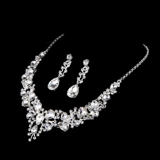 Cubic Zirconia Fashion Bridal Prom Zi Necklace Earrings Set