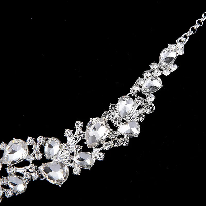Cubic Zirconia Fashion Bridal Prom Zi Necklace Earrings Set