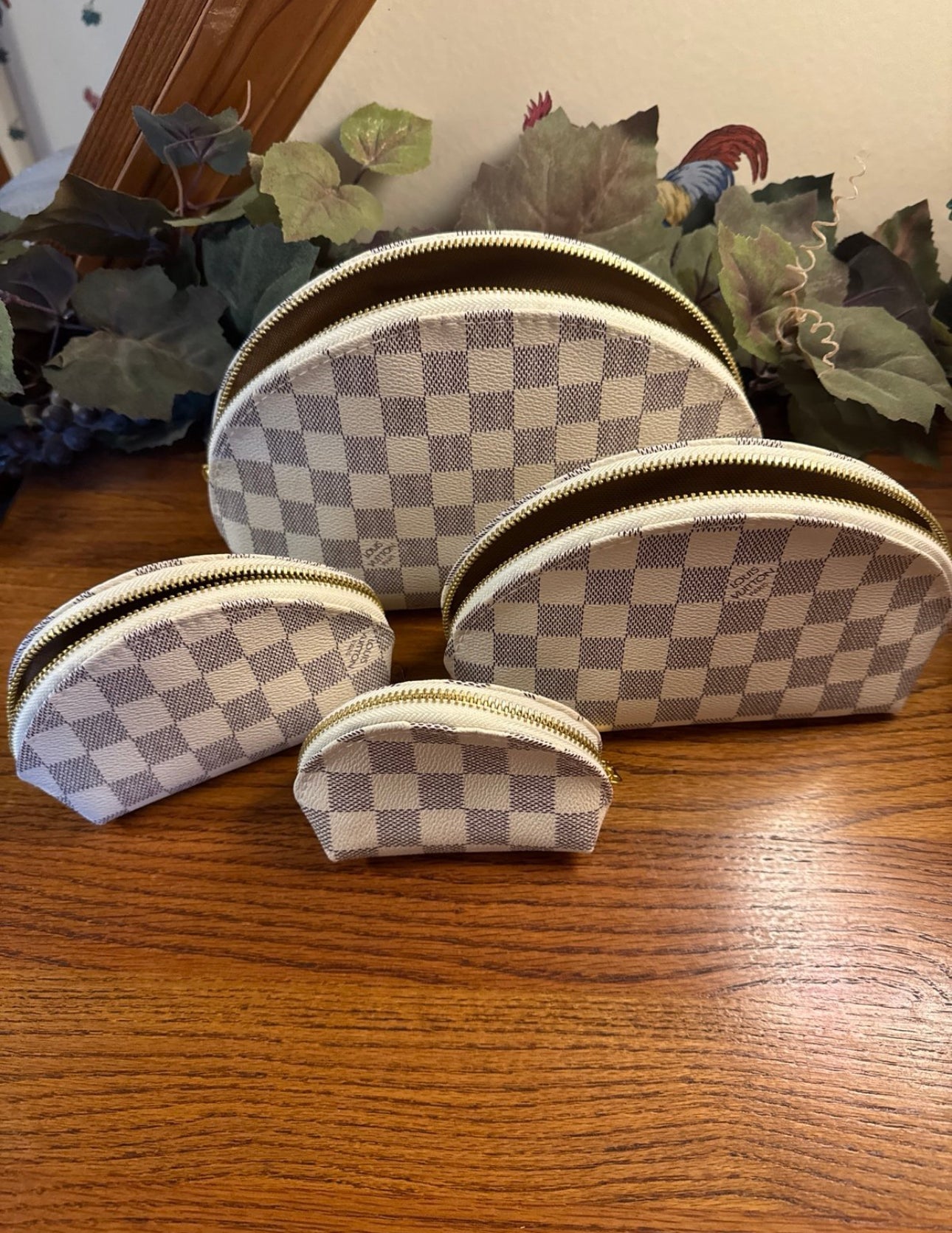 Fashion Cosmetics Makeup Bag Set of 4 White Multicolor Unbranded
