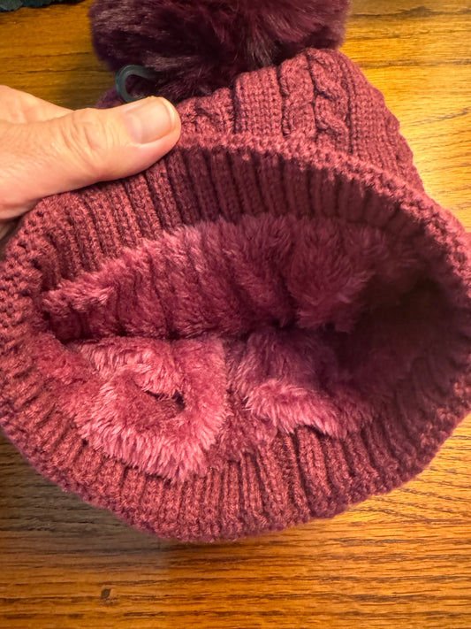 Luxury Beanie Hat  Winter Insulated Burgundy