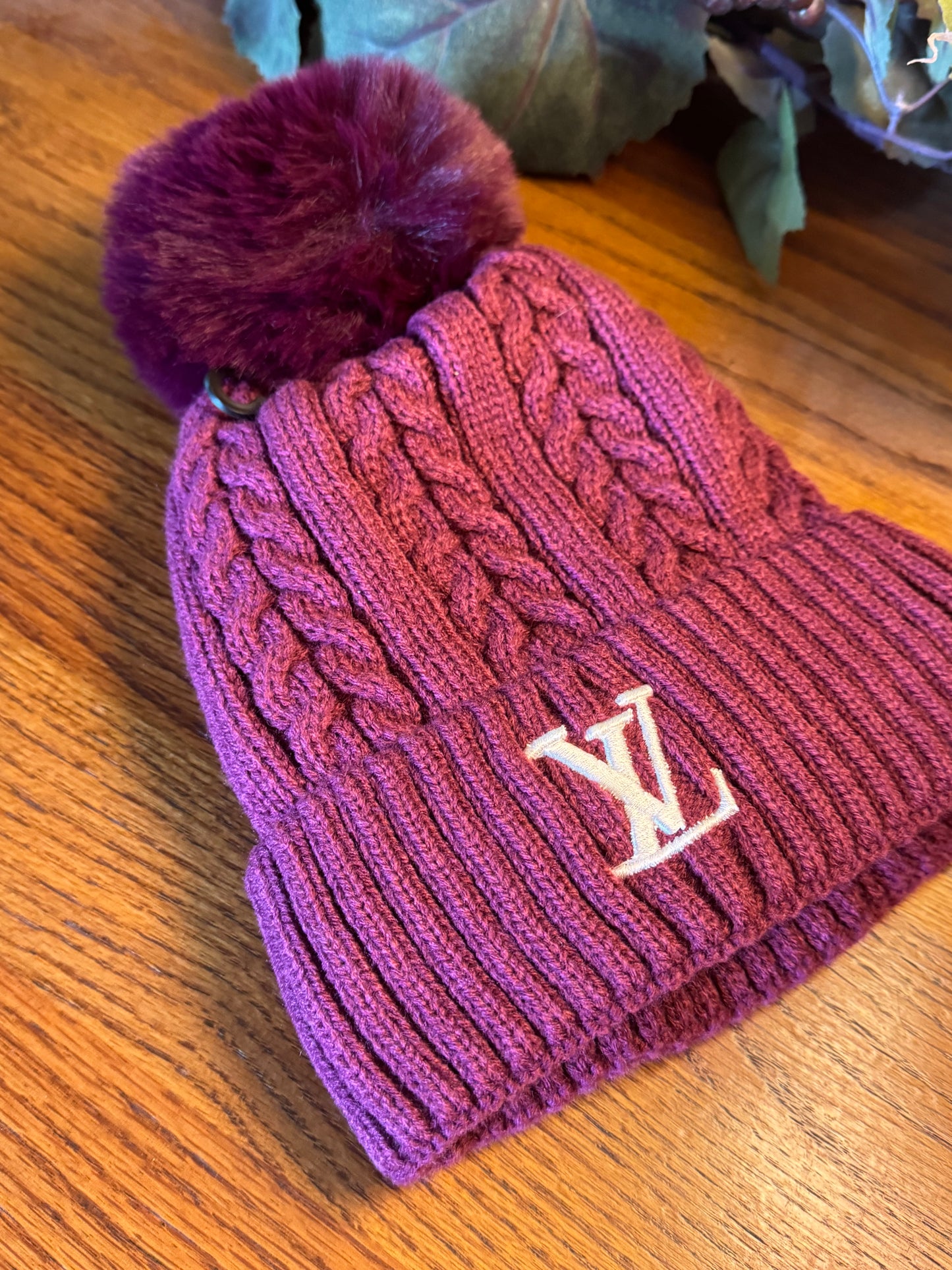 Luxury Beanie Hat Winter Insulated Burgundy