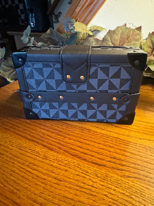 Fashion Black Monogram Boxy Crossbody Satchel  Handbag