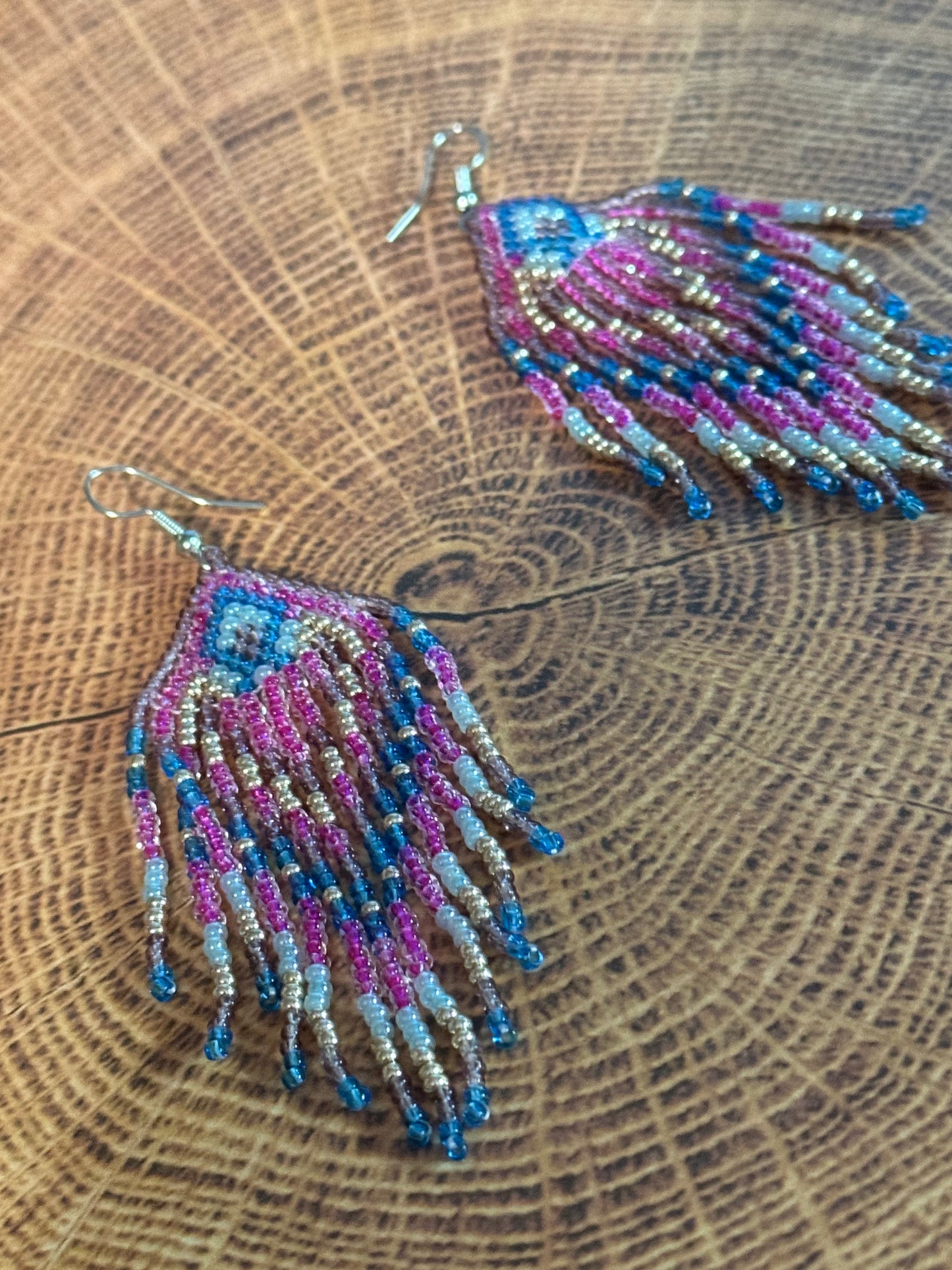 Bohemian Faded Blue Jeans Denim Multicolor Earrings