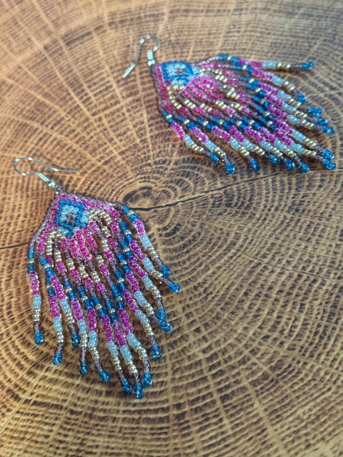 Bohemian Faded Blue Jeans Denim Multicolor Earrings