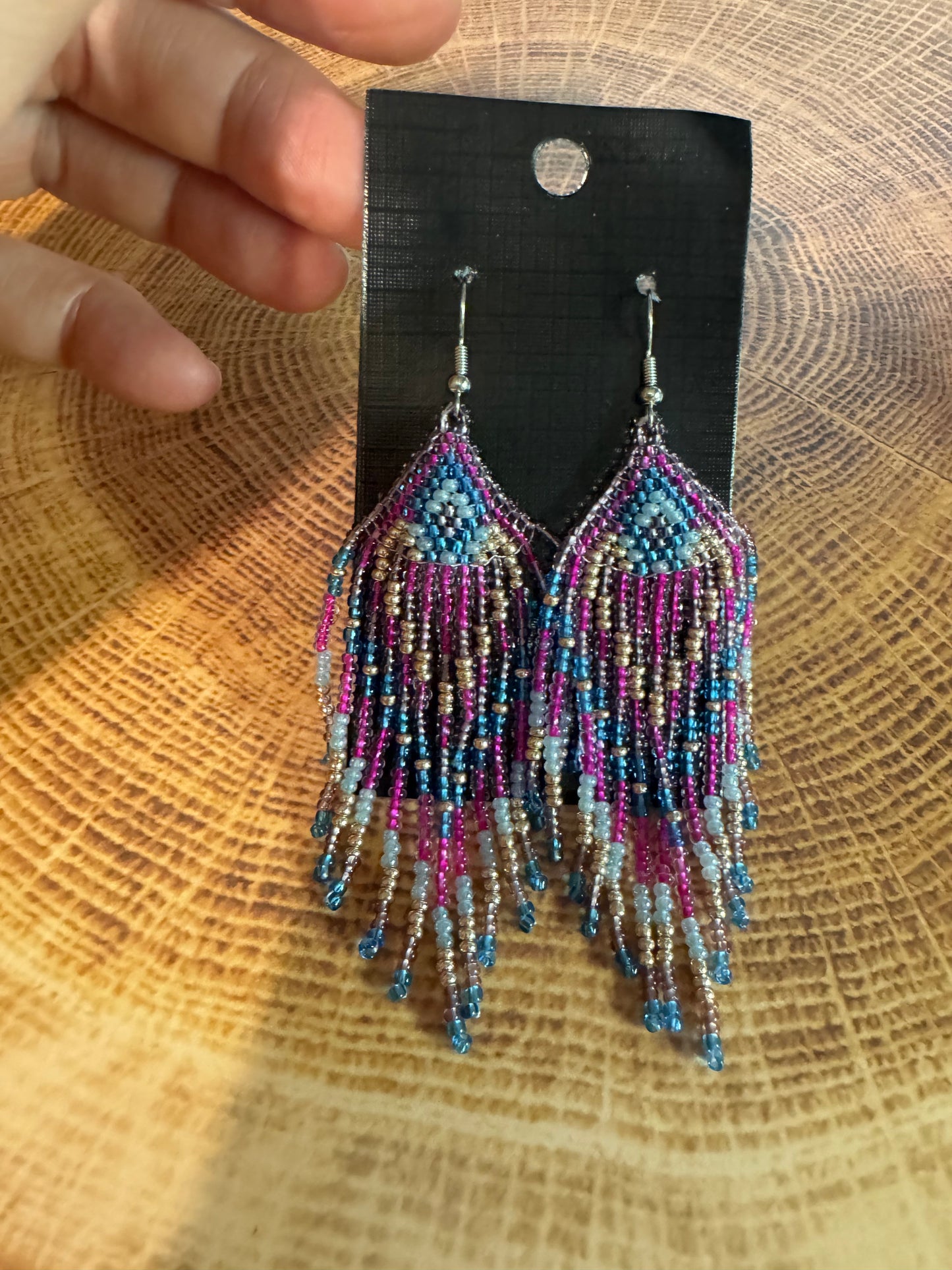 Bohemian Faded Blue Jeans Denim Multicolor Earrings