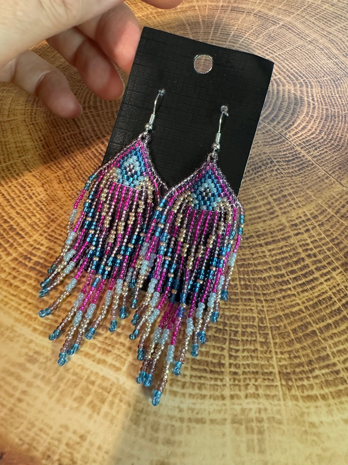 Bohemian Faded Blue Jeans Denim Multicolor Earrings