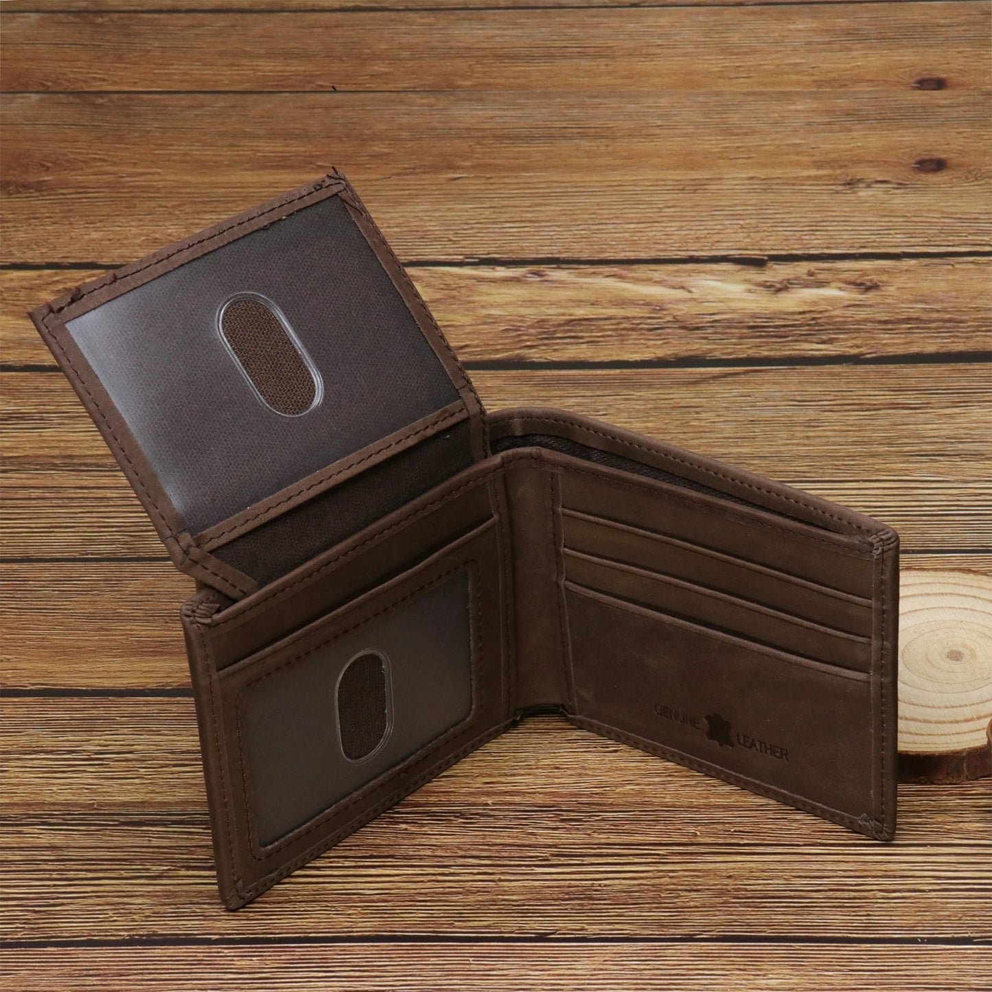 Montana West Genuine Leather Men's Bi Fold with ID Flap Wallet