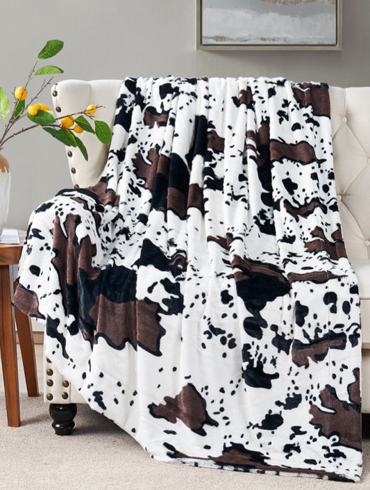 King Size Cow Print Multicolor Blanket Throw