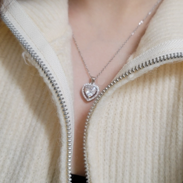 3 Carat Heart Shaped  Moissanite  Necklace on  925  Sterling Silver