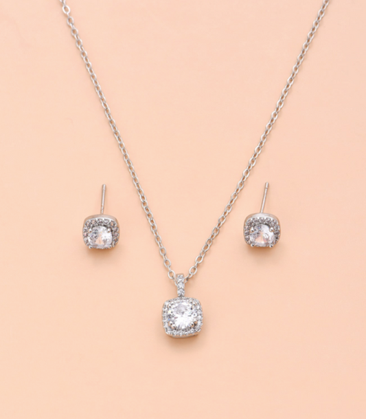 Cubic Zirconia Necklace and Earring Set