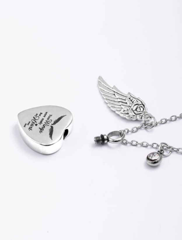Ladies Cremation Heart Ash Urn Stainless Steel Necklace ~ ON SALE