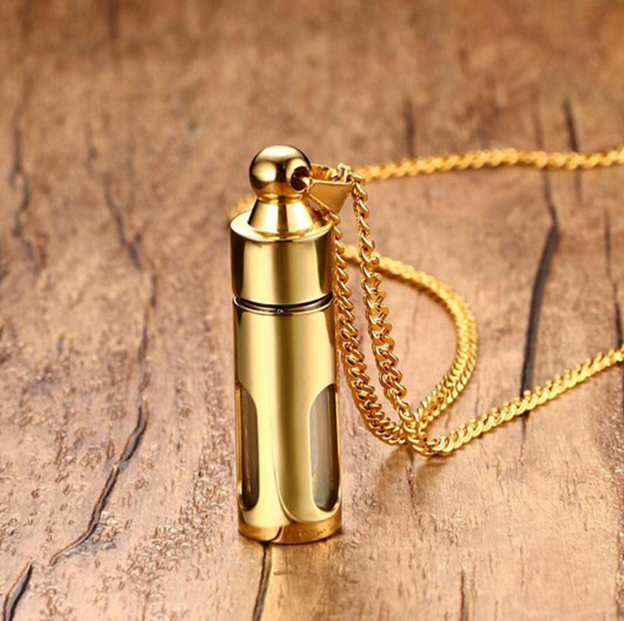 Mens Cremation Heart Ash Urn  Stainless Steel  Necklace   ~   ON  SALE