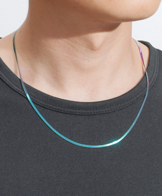 Oil Spill Ladies  Men Stainless Steel Snake  Chain  Necklace  ~ 29.7"