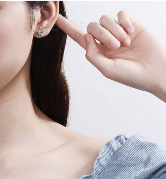 Butterfly Moissanite Stud Earrings on 925 Sterling Silver  (   Certified  )