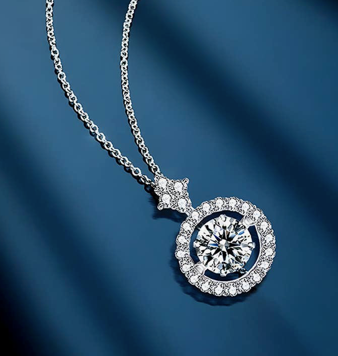 Dancing Moissanite Necklace on 925 Sterling Silver
