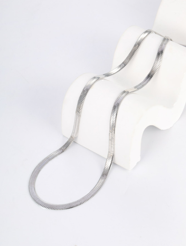 Stainless Steel Flat Snake Chain Necklace ~ 18.1 inches