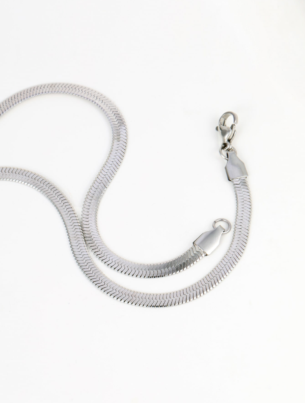 Stainless Steel Flat Snake Chain Necklace ~ 18.1 inches