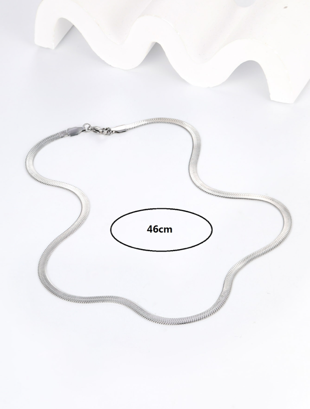 Stainless Steel Flat Snake Chain Necklace ~ 18.1 inches