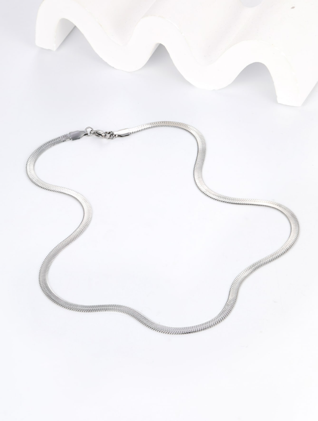 Stainless Steel Flat Snake Chain Necklace ~ 18.1 inches