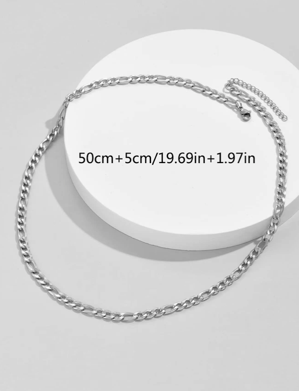 Stainless Steel Figaro Chain Necklace 22.64 inches