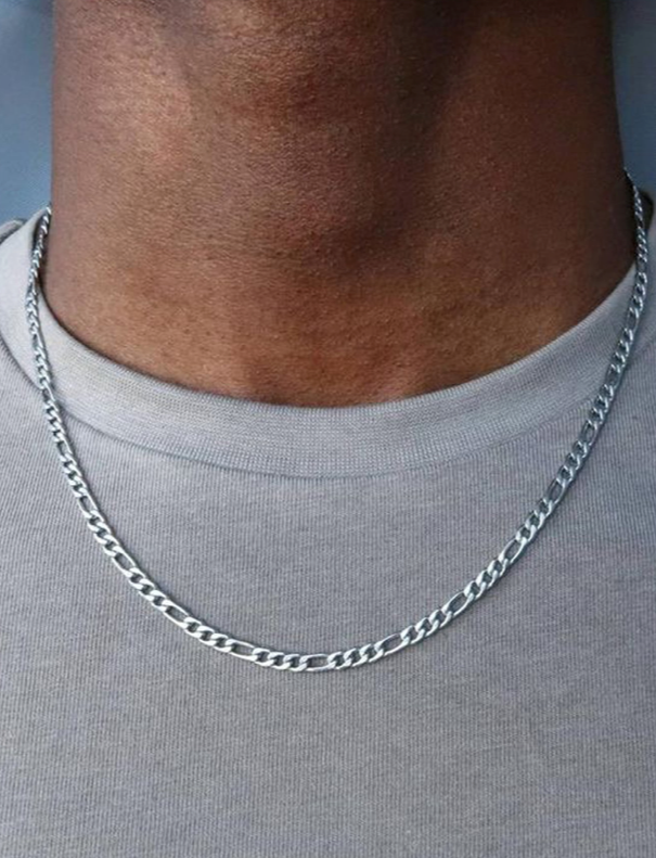 Stainless Steel Figaro Chain Necklace 22.64 inches