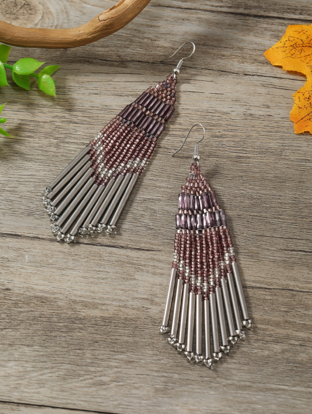 Boho Bohemia NATIVE SEED BEAD Tassel Earrings